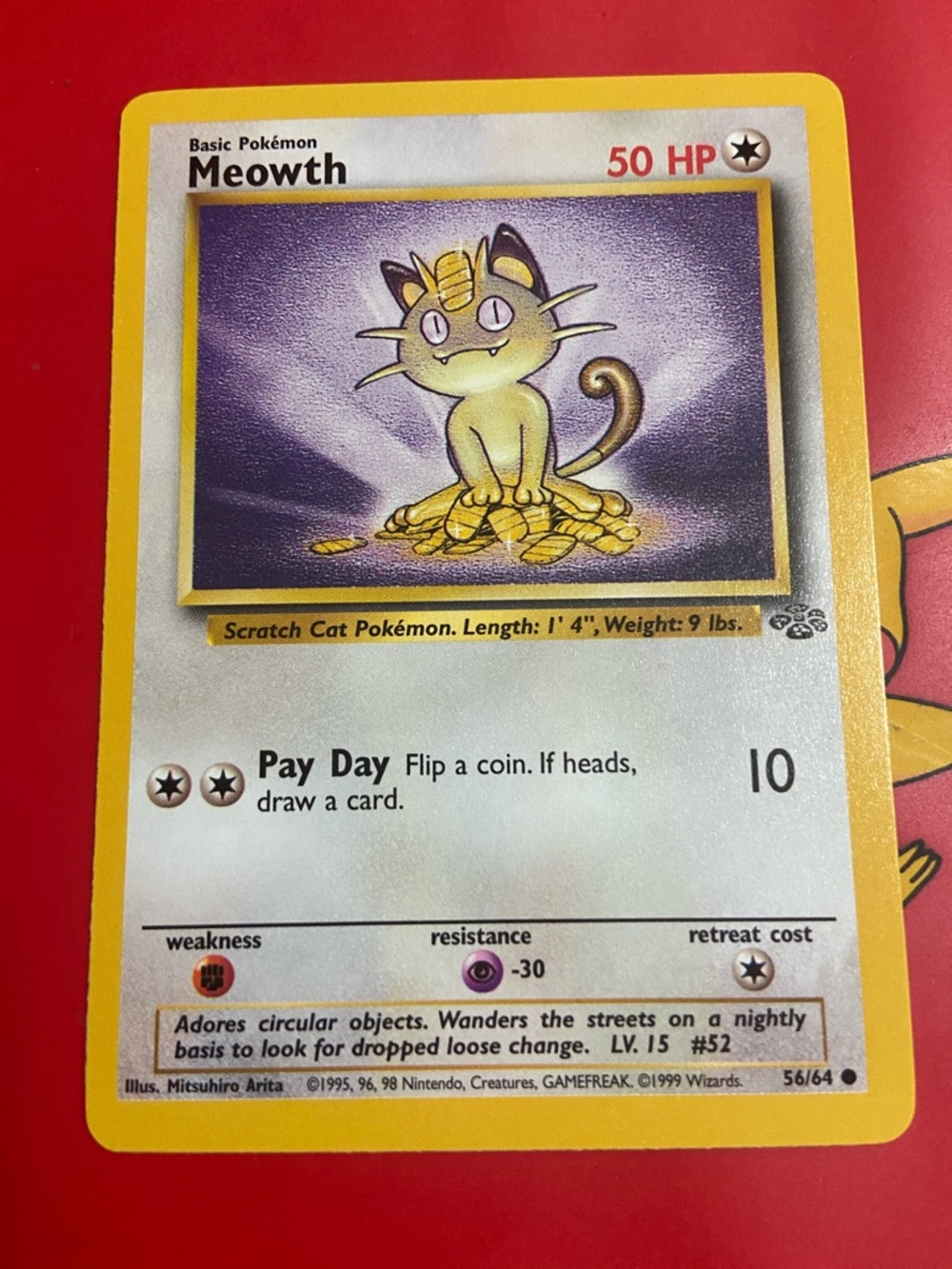 Meowth Unlimited #56/64 - Jungle Pokemon Trading Card